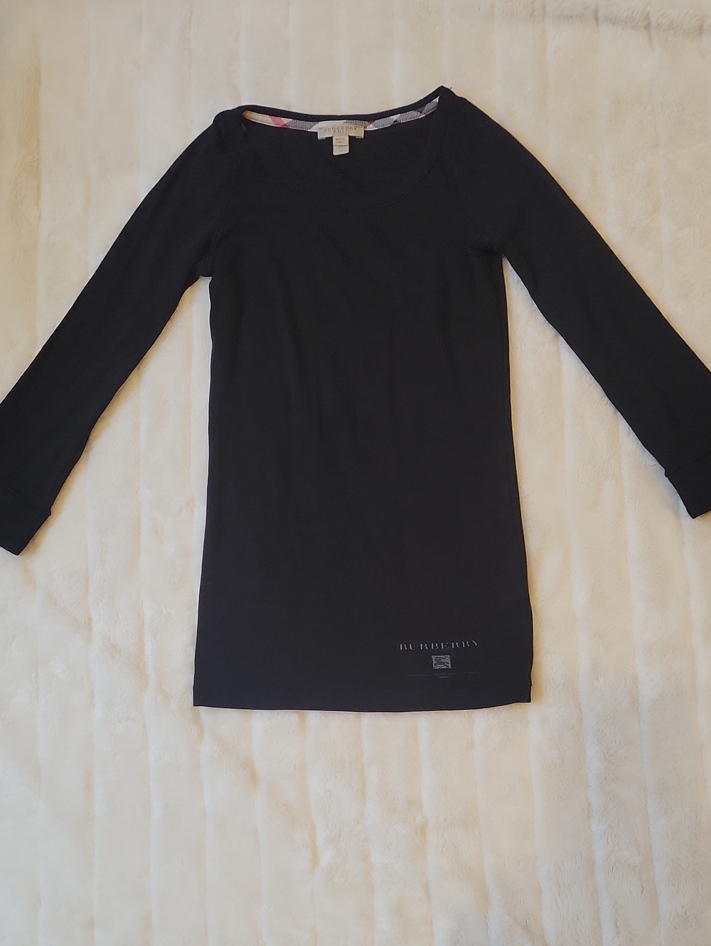 Burberry Black 3/4 Sleeve Scoop Neck Top